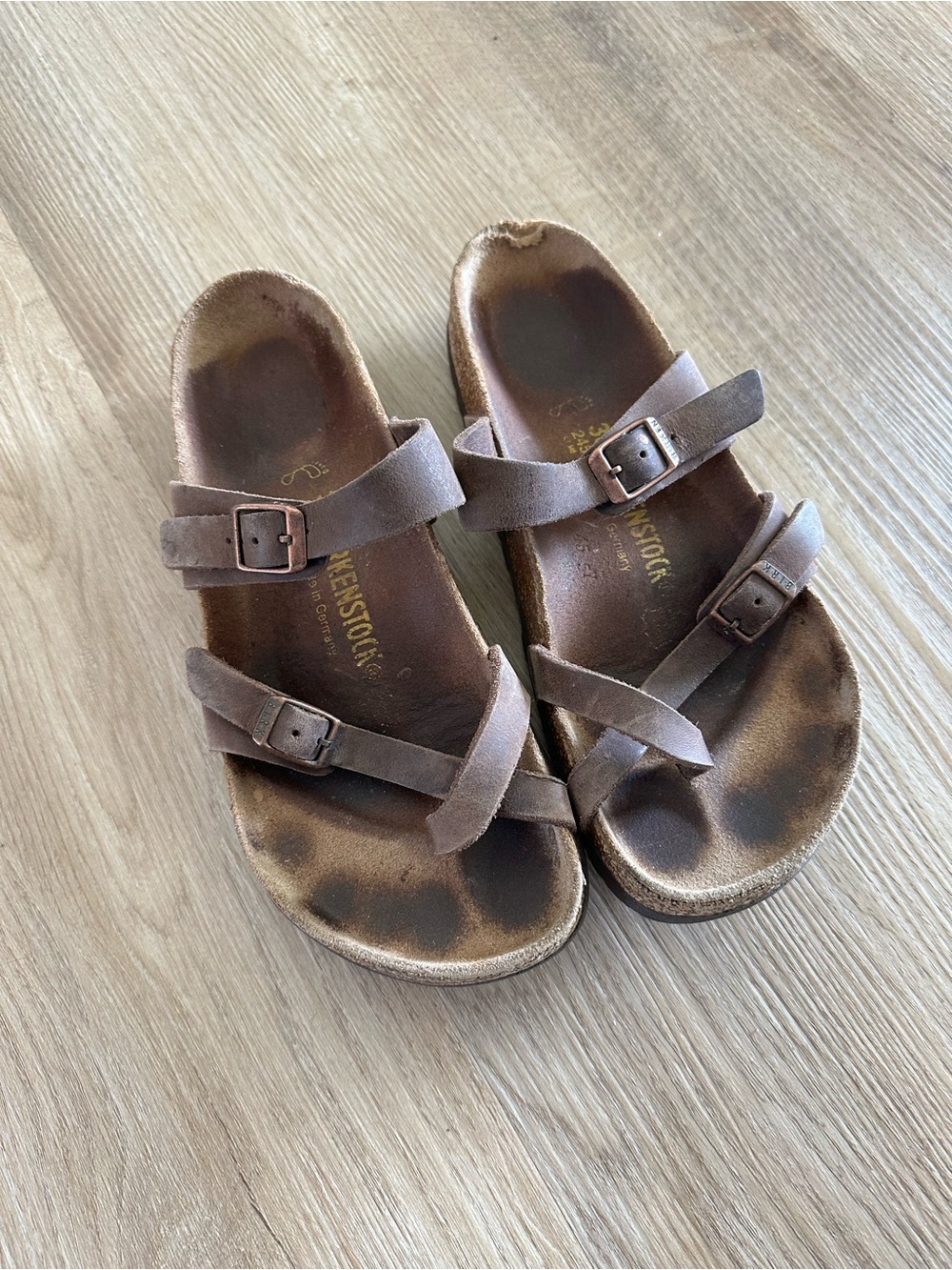 Birkenstock Mayari Brown Suede Double Strap Adjustable Sandals